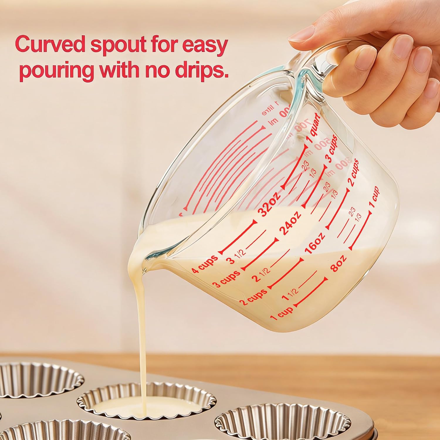 M Mcirco 6 Pcs Glass Measuring Cups With Lids Set, 1-Cup, 2-Cup, 4-Cup Measuring Jugs With Handle, Nesting Liquid Measuring Cups For Kitchen