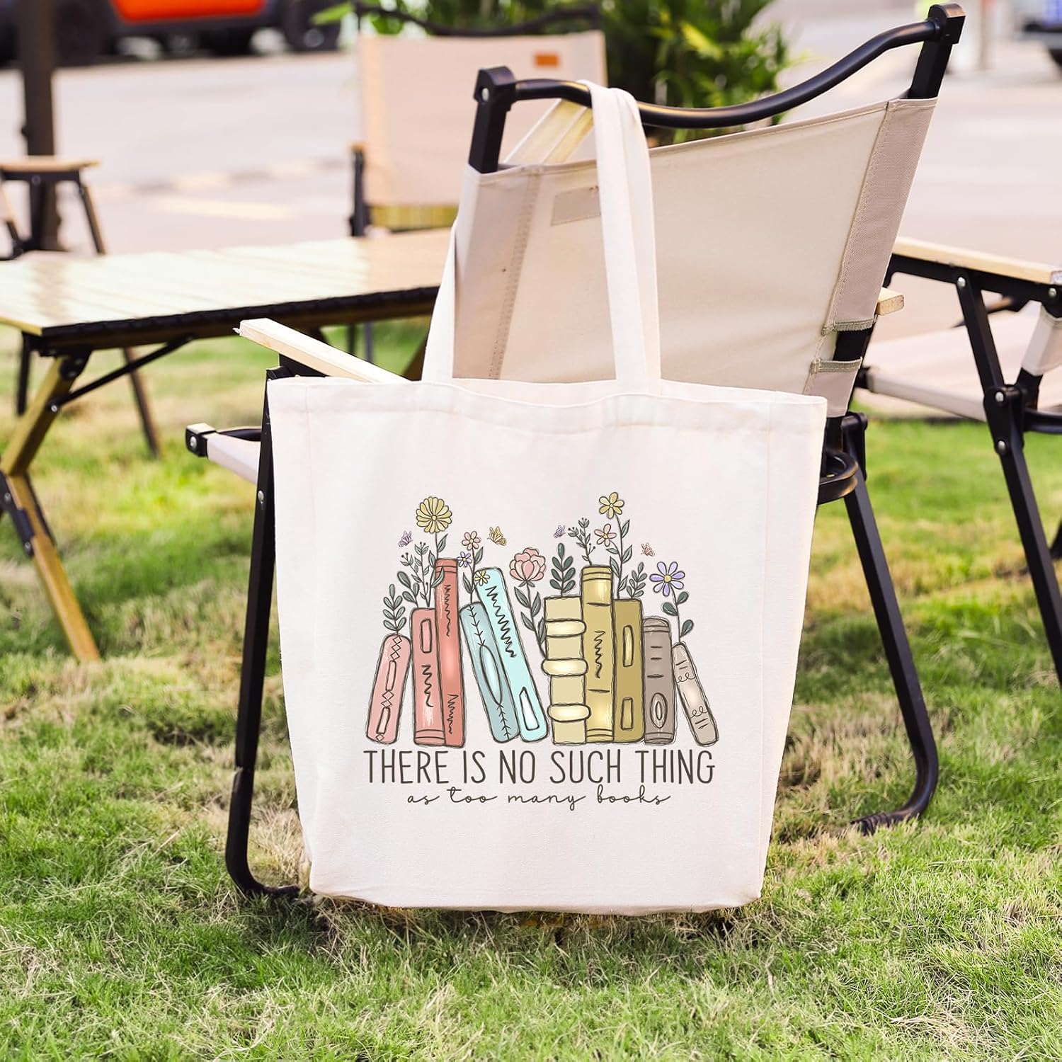 LEADO Cute Canvas Tote Bag with Pocket, Book Lovers Gifts - Mothers Day, Birthday, Book Club Gifts for Book Lovers Women - Reading Accessories, Librarian, Bookish, Readers, Teacher, Library Present
