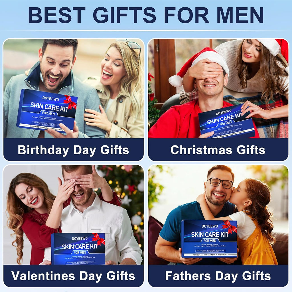 Skin Care For Men,Hydrate,Firm,Anti-Aging & Wrinkle Facial Face Routine Kit | Mens Skin Care Kit Gift Set Birthday Valentines Christmas Gifts Baskets For Young Men Him Teen Boy Boyfriend