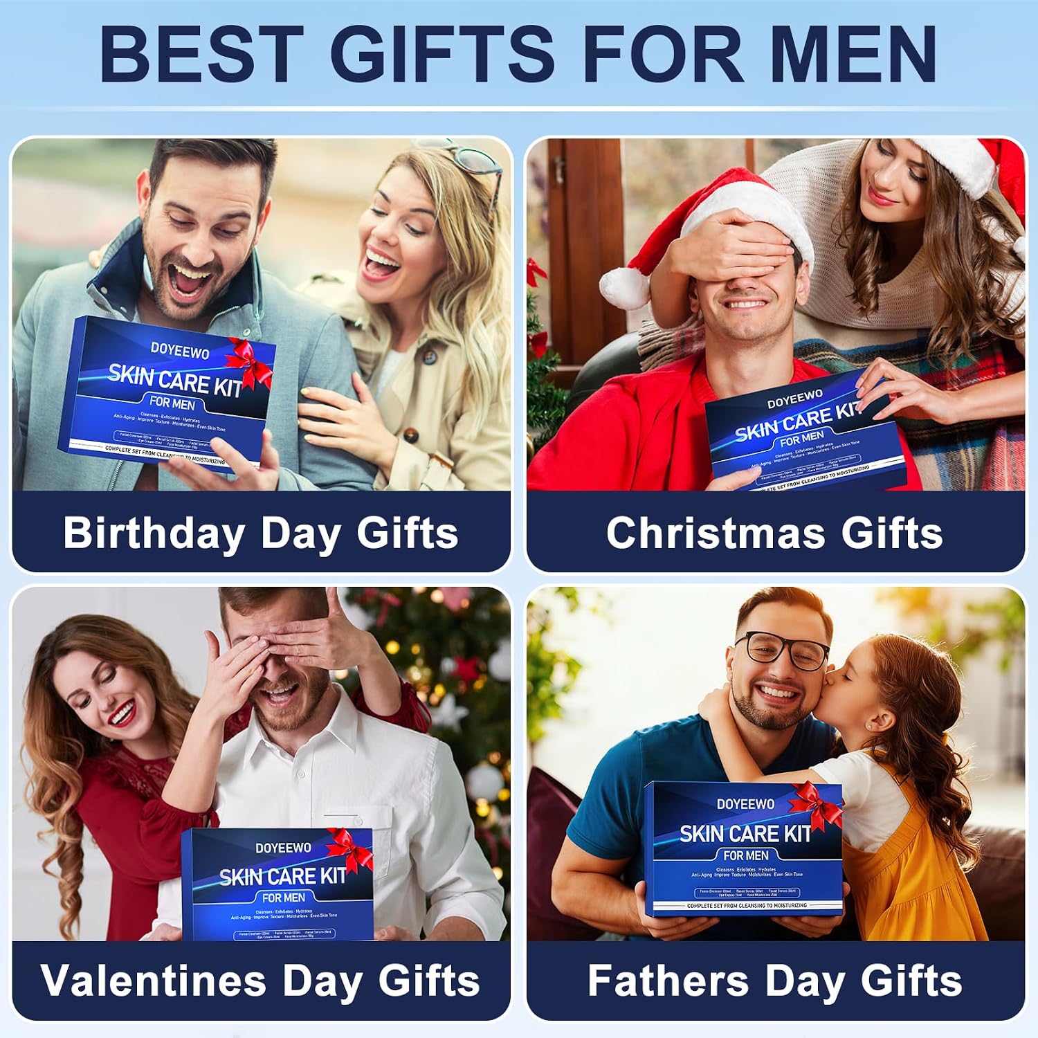 Skin Care For Men,Hydrate,Firm,Anti-Aging & Wrinkle Facial Face Routine Kit | Mens Skin Care Kit Gift Set Birthday Valentines Christmas Gifts Baskets For Young Men Him Teen Boy Boyfriend