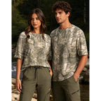 Anoumcy Camo Shirt For Women Mens Maple Leaf Print Camouflage T Shirt Summer Short Sleeve Oversized Camo Tee Shirts Tops