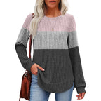 Tunic Tops for Women Loose Fit Dressy Long Sleeve Shirts Womens Sweaters Crew Neck Fall Clothing with Curved Hem