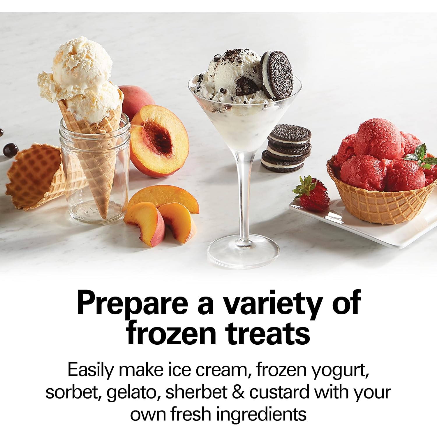 Hamilton Beach Automatic Electric Ice Cream Maker & Frozen Yogurt Machine | 4 Quart | Makes A Variety Of Treats Including Sorbet, Sherbet, Gelato, Custard |Simple & Customizable | White | 68330N