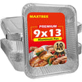 9x13 Aluminum Foil Pans with Lid, 10 Pack Disposable Trays Half Size Heavy Duty Tin Pans Deep Food Containers For Cooking, Meal Prep, Baking, Roasting, Chafing, Heating or Steam Table