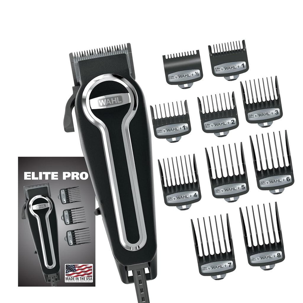 Wahl Usa Elite Pro High-Performance Corded Home Haircut & Grooming Kit For Men – Electric Hair Clipper – Model 3029684
