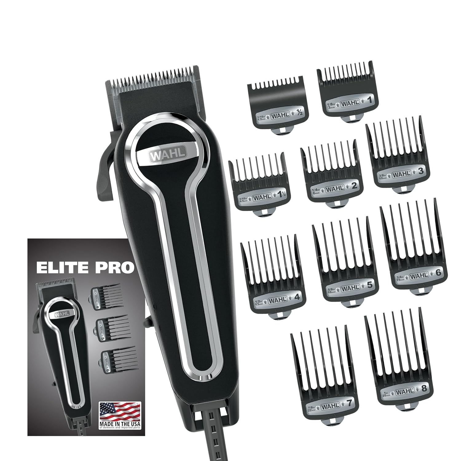 Wahl Usa Elite Pro High-Performance Corded Home Haircut & Grooming Kit For Men – Electric Hair Clipper – Model 3029684