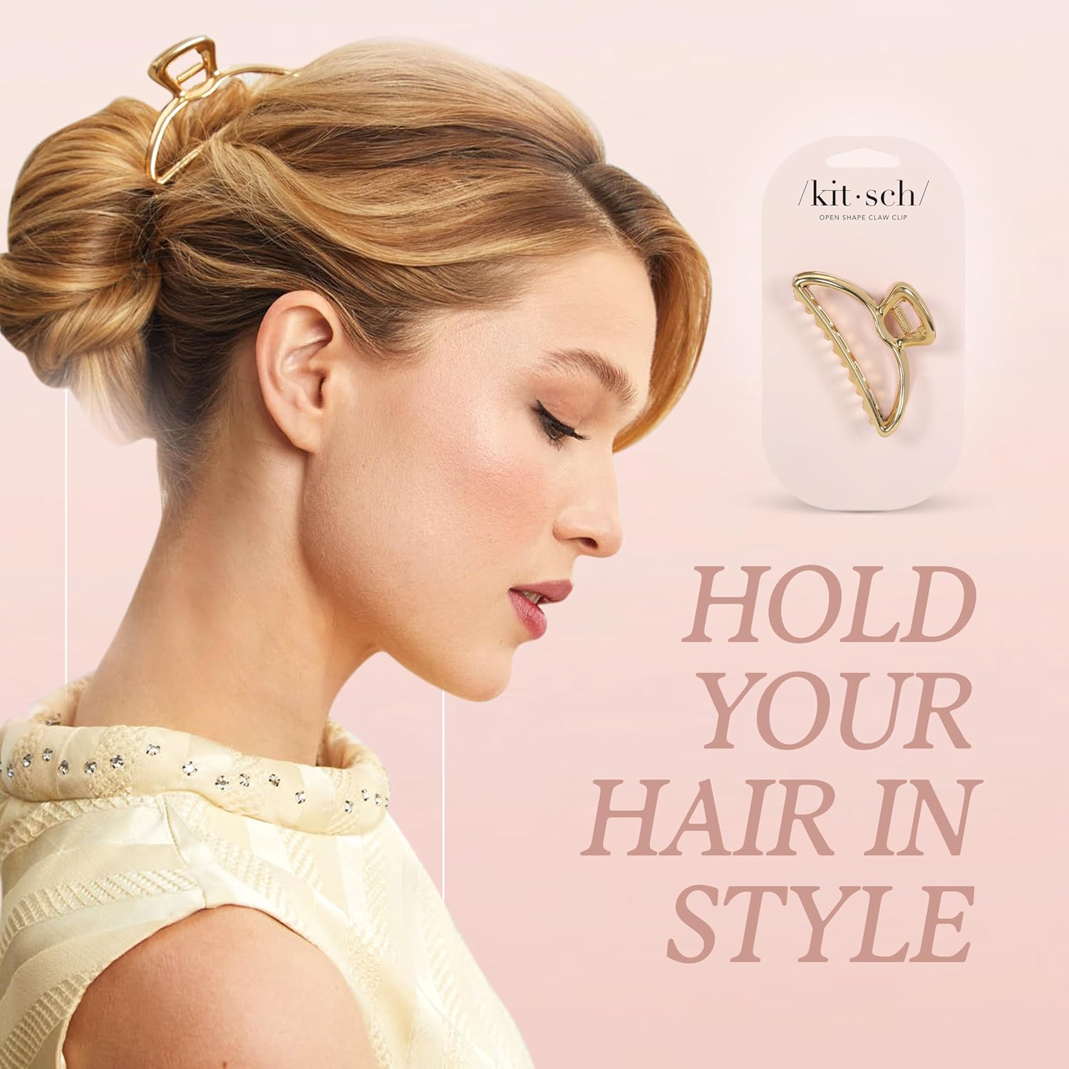 Kitsch Metal Hair Clips For Women - Durable & Elegant Metal Claw Clips, Perfect For Everyday Use & Special Occasions - Gold, 1 Pc