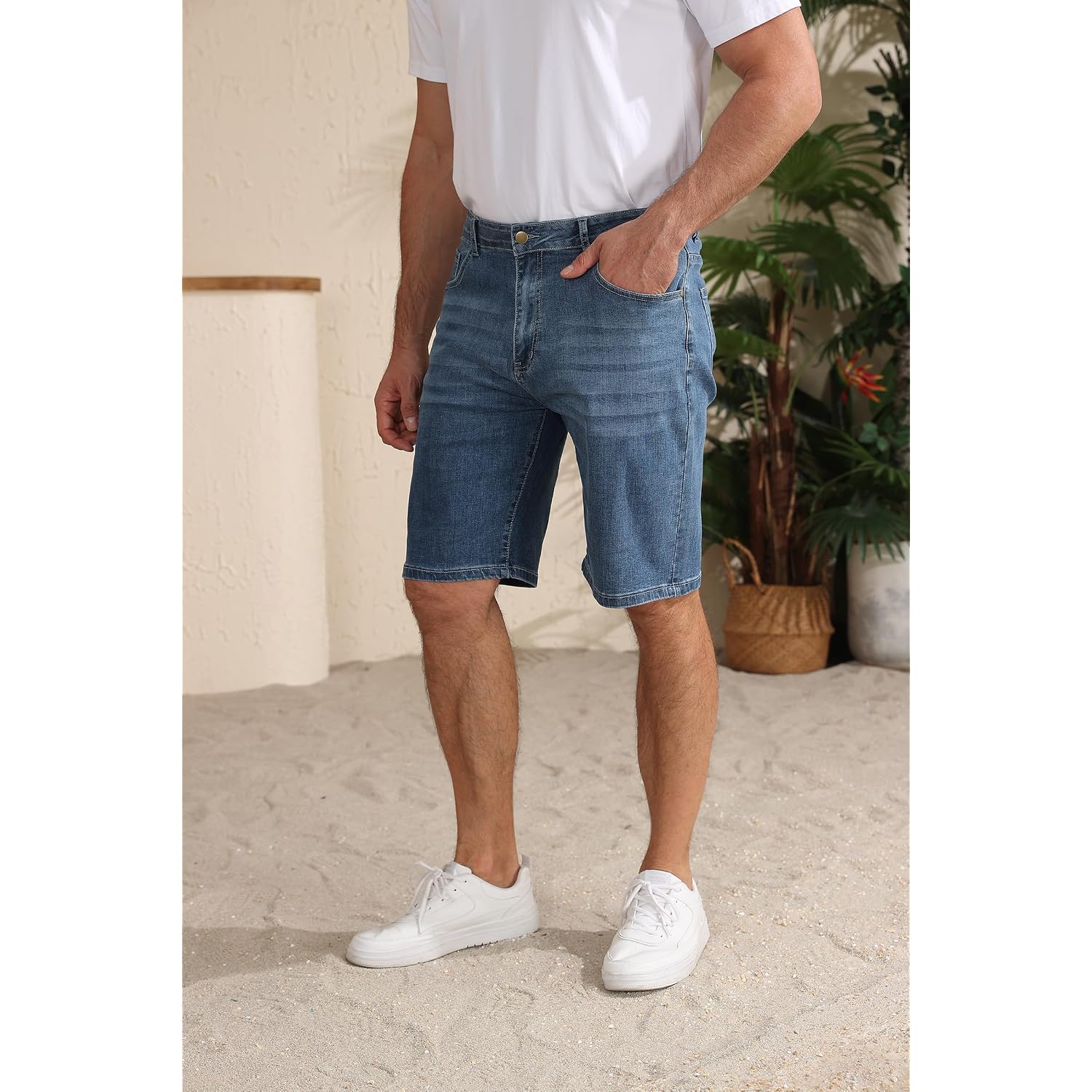 Men'S Jean Shorts Summer Casual Stretch Jorts Relaxed Fit Denim Short Pants