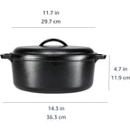 Amazon Basics Pre-Seasoned Cast Iron Dutch Oven Pot with Lid and Dual Handles, Oven Safe, Heavy-Duty, 7-Quart, Round, Black