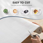 Drawer and Shelf Liner, Non-Slip Kitchen Cabinet Liners Non-Adhesive Thick Strong Grip Waterproof Washable Mats Protect Dresser Shelves Cupboard Bathroom Cabinets, White, 12 in X 10 FT