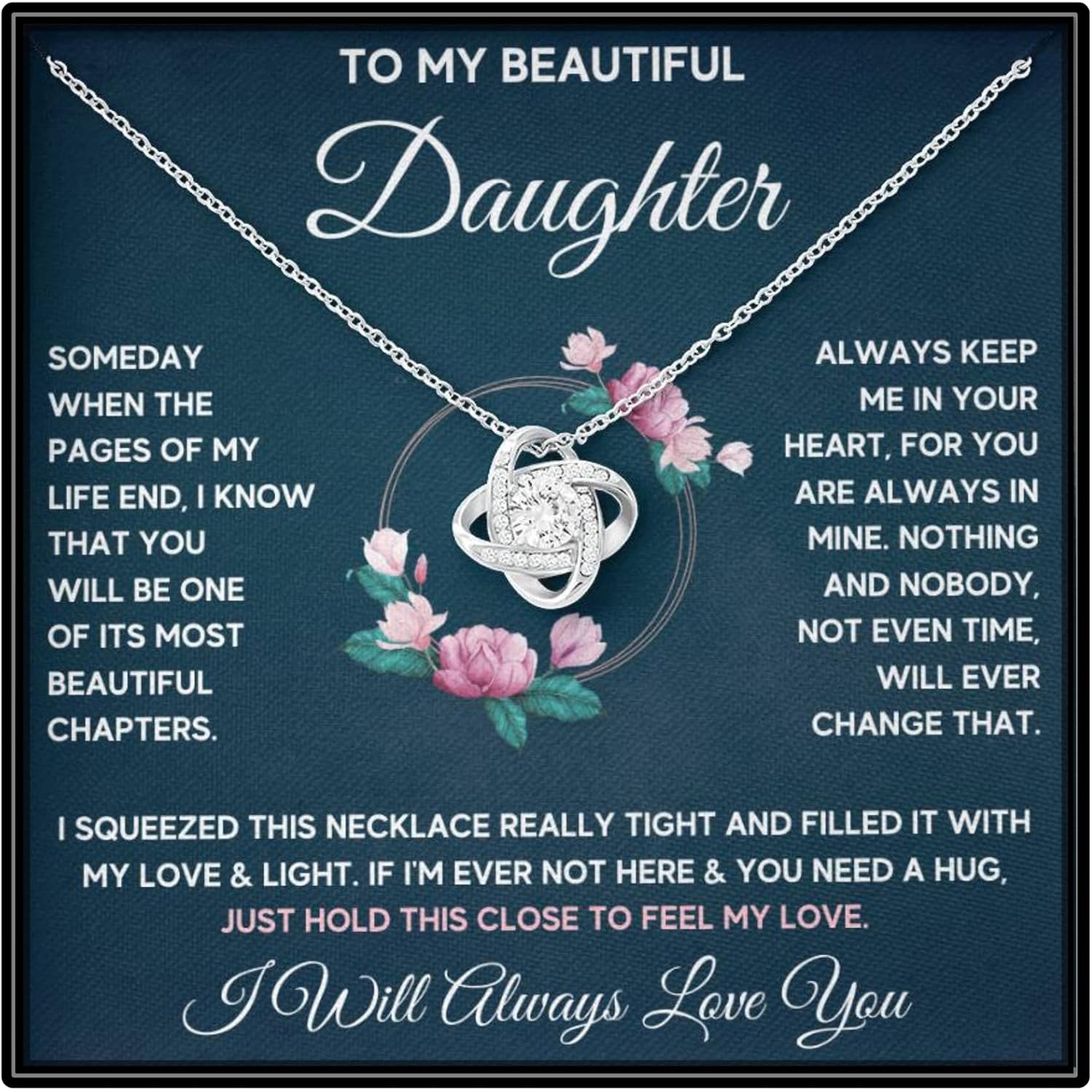 Daughter Gift From Mom Mother Daughter Necklace Birthday Graduation Christmas Jewelry Gifts For My Beautiful Daugther Adult with Message Card and Box
