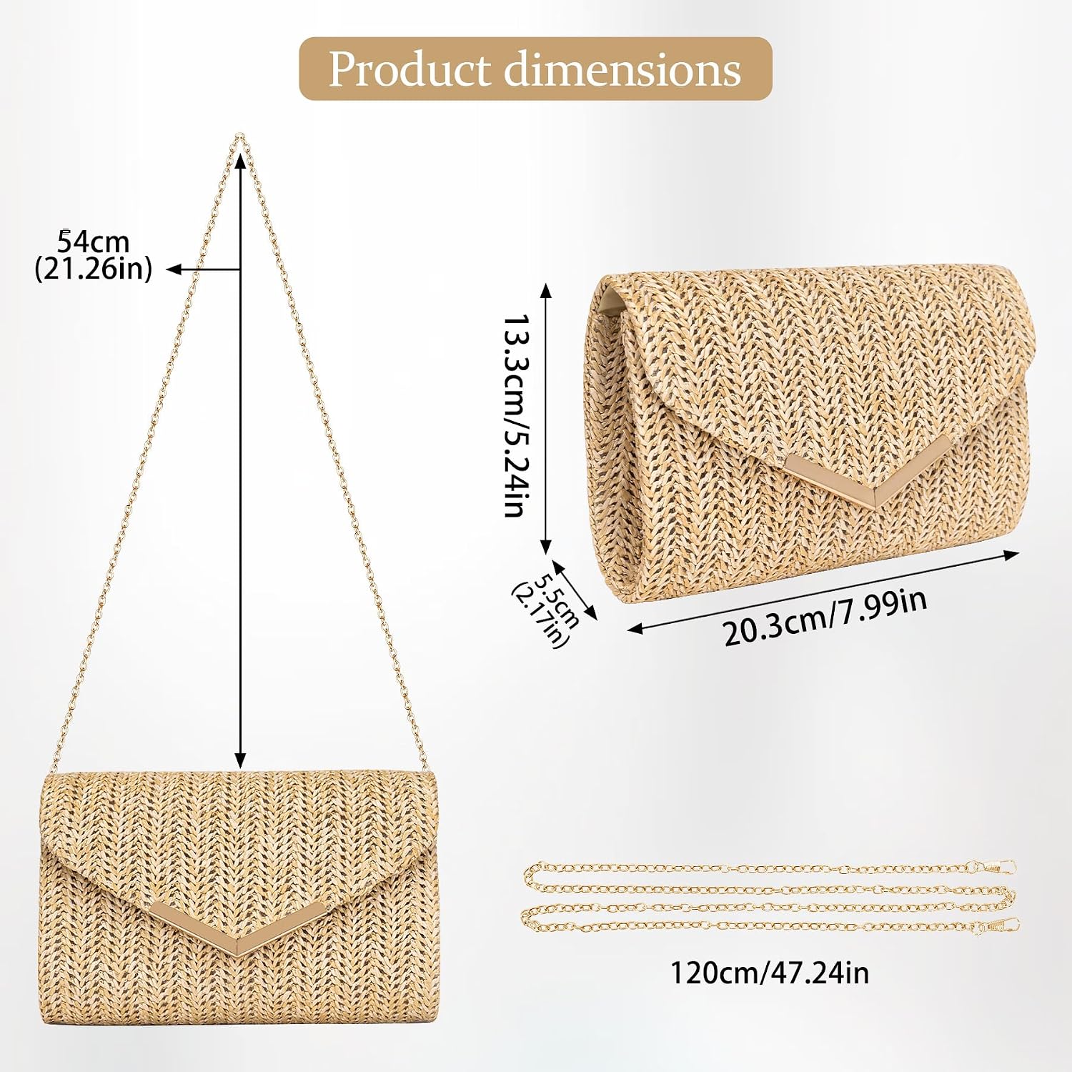 Larcenciel Clutch Purse For Women, Trendy Envelope Evening Handbag Party Bag & Chain For Wedding Prom Cocktail Night Vacation