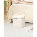 B Fsobeiialeo Storage Ottoman Cube, Flowers Shaped Ottomans With Storage Foot Stool Footrest For Lving Room, Boucle Ottoman Seat For Dorm Room,Faux Teddy Fur,White 12.6"X12.6"X12.6"