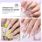 MIZHSE White 3D Gel Nail Art 30g Sculpting Gel Non-Sticky Molding Gels for Nails Solid U V LED Soak Off Gels Polish with Nail Art Pen Rub Chrome Powder Nail Design Home Manicure