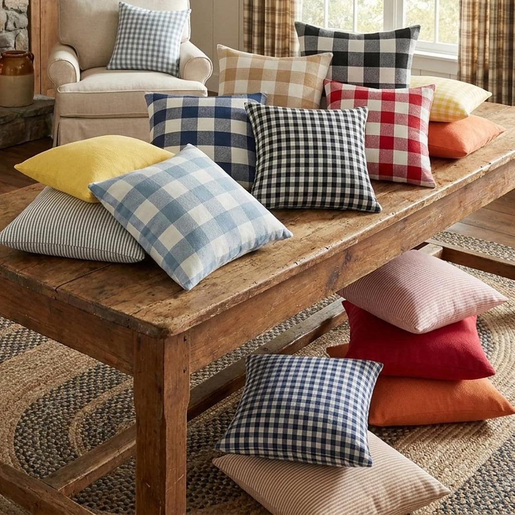 Blue White Farmhouse Striped Pillow Covers 18X18 Set Of 2 Navy Blue Farmhouse Decor Pillows For Sofa Bedroom Chair And Christmas Decoration