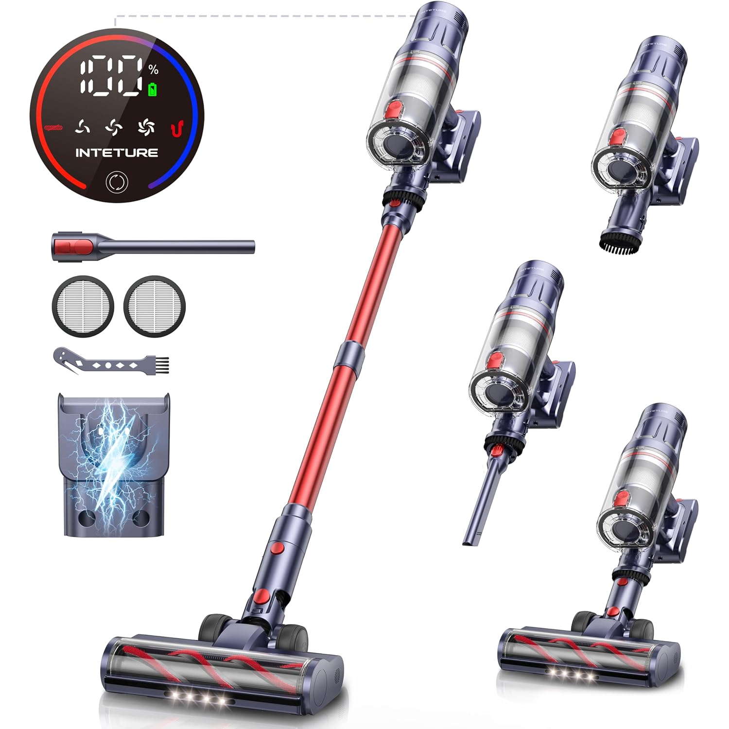 Cordless Vacuum Cleaner, 650W 55Kpa 70Mins Vacuum Cleaners For Home With Auto Mode/Led Display, Self-Standing Cordless Stick Vacuum Lightweight,Rechargeable Cordless Vacuum For Pet Hair/Carpet/Floors