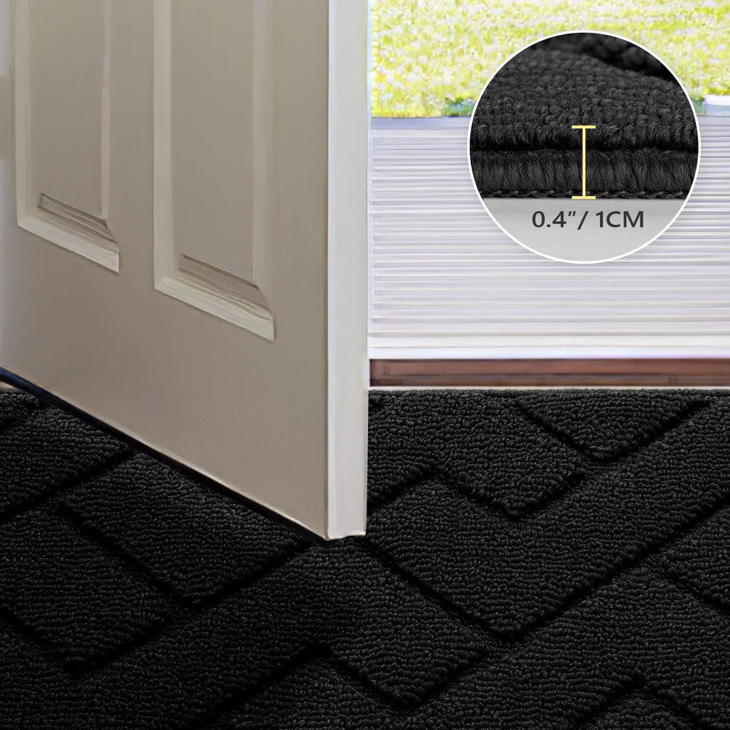 Indoor Doormat,Welcome Door Mat Tpr Backing Non Slip Mats 20"X32" Absorbent Resist Dirt Entrance Doormat Inside Floor For Entryway Washable Low-Profile (Black)