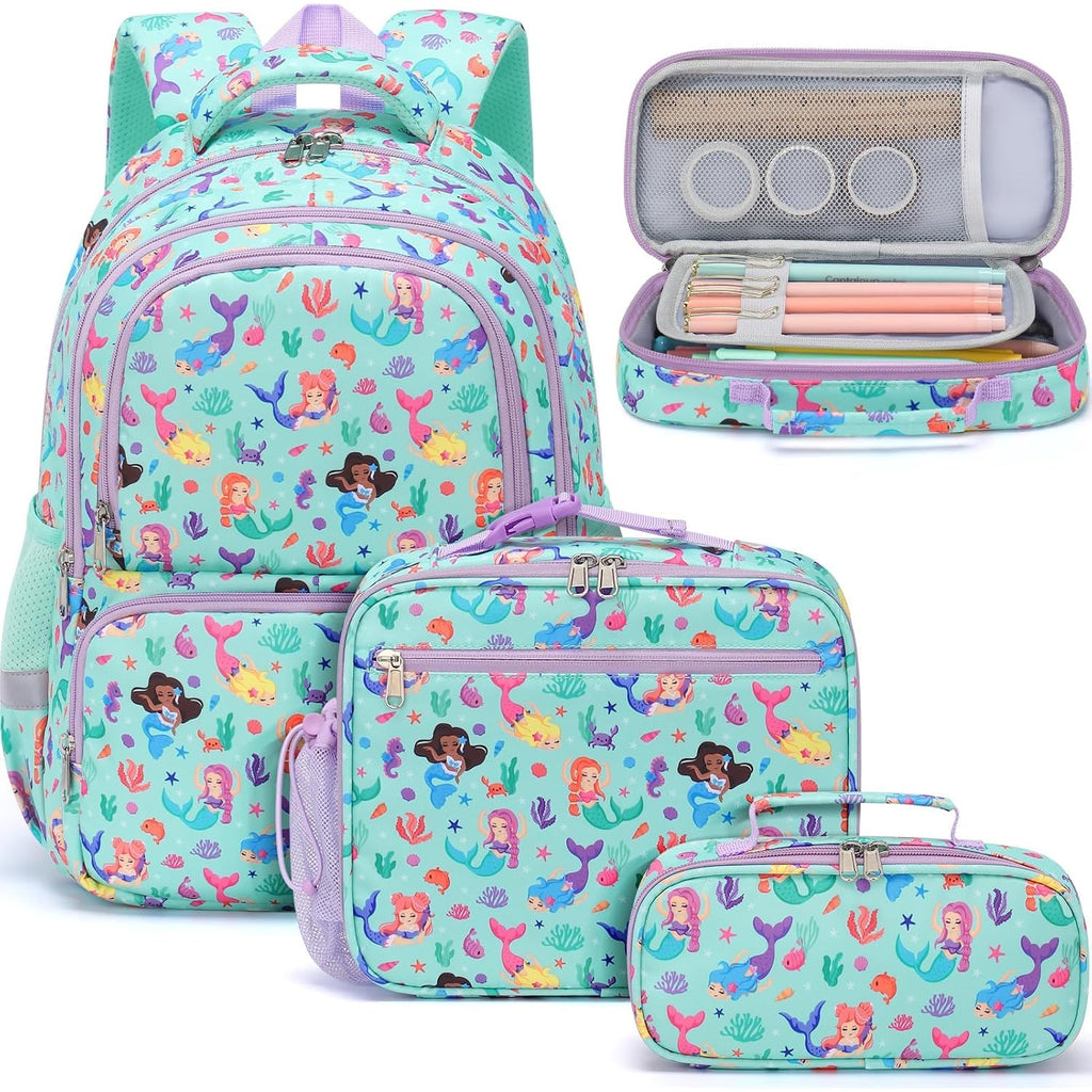 Fimibuke Kids Backpack For School Boys, 3Pcs Waterproof Toddler School Bag | Cute Bookbag Set With Lunch Box & Pencil Case For Preschool Kindergarten Elementary Back To School Student Ages 3-12, Trucks