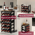 24 Bottles Wine Rack Freestanding Floor, Brown Table Top, Kitchen Cellar | Flexible 2-In-1 Design: Split Into Two 12-Bottle Countertop Wine Racks