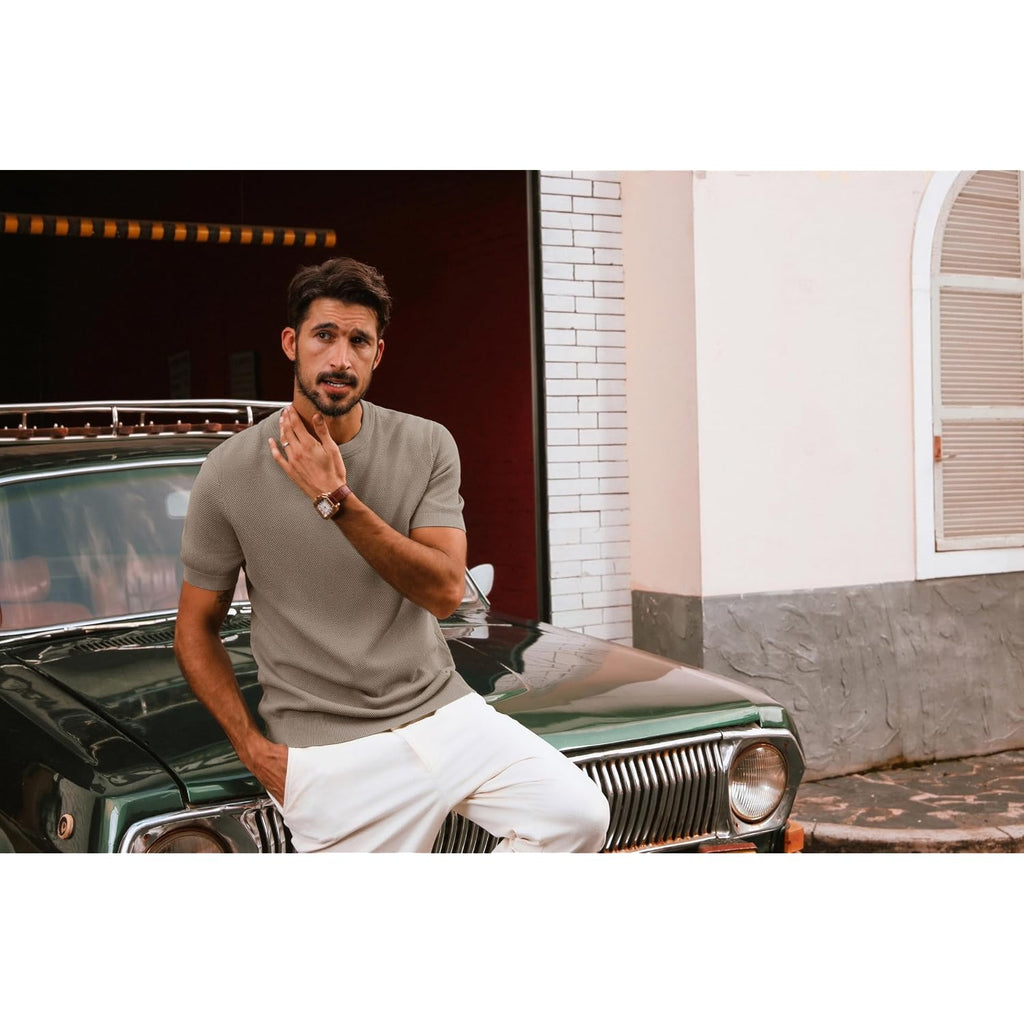 Pj Paul Jones Mens Casual T-Shirts Classic Short Sleeve Knit Tees Crewneck Solid Tee Shirts