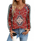 Zeagoo Womens Long Sleeve Tops V Neck Pleated Shirts Dressy Casual Blouses Fall Fashion Tunic Clothes 2026 T-Shirts