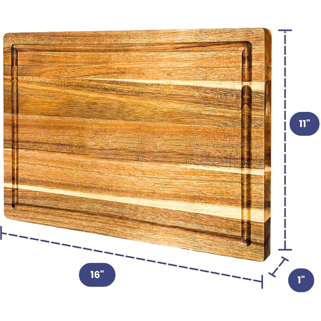 Non-Toxic Acacia Wood Cutting Board, Mineral Oil & Plastic Free, 16X11 In | Petroleum & Bpa Free. Fsc-Certified Wood. Knife-Friendly Surface. Beeswax, Flaxseed & Lemon Oil Finish.