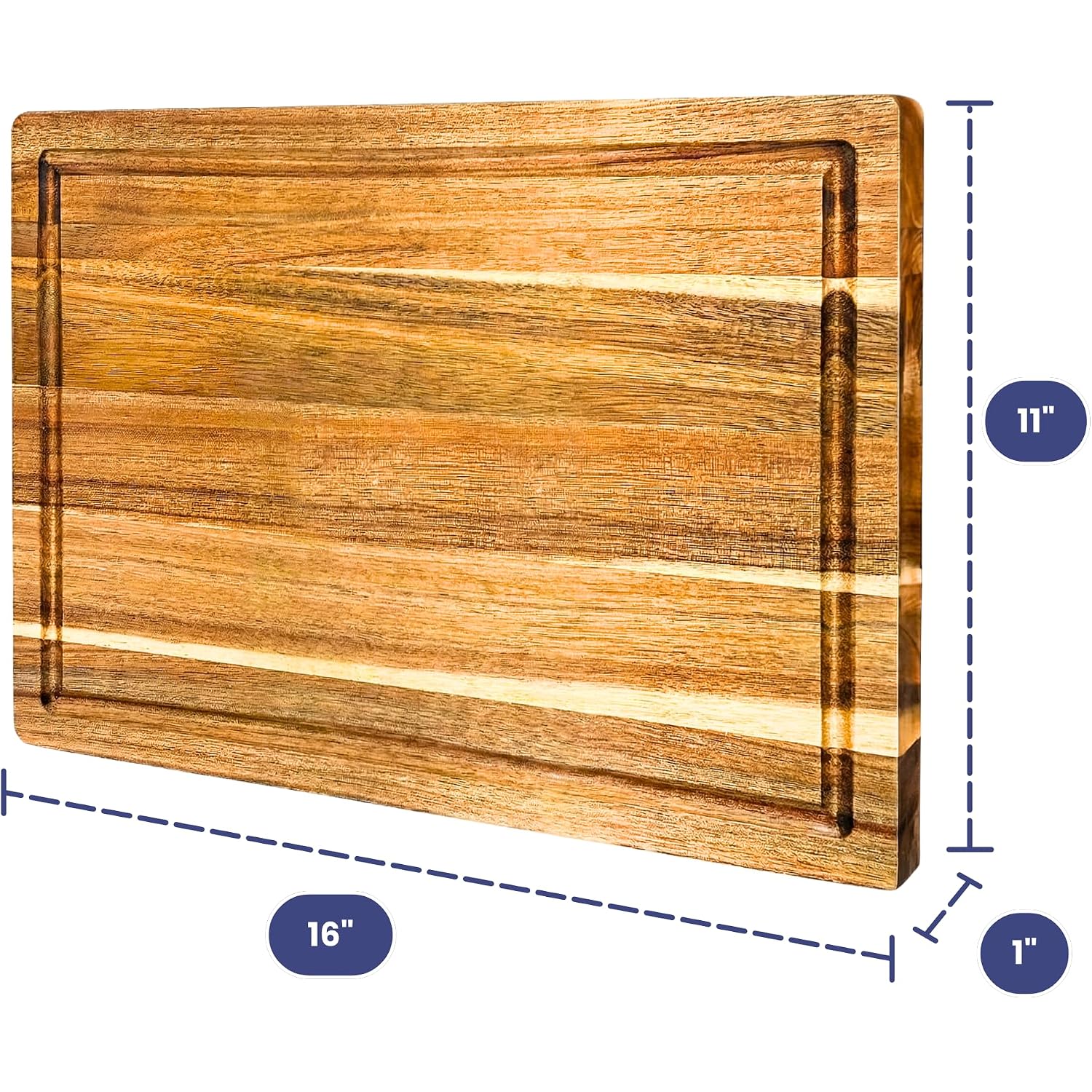 Non-Toxic Acacia Wood Cutting Board, Mineral Oil & Plastic Free, 16X11 In | Petroleum & Bpa Free. Fsc-Certified Wood. Knife-Friendly Surface. Beeswax, Flaxseed & Lemon Oil Finish.