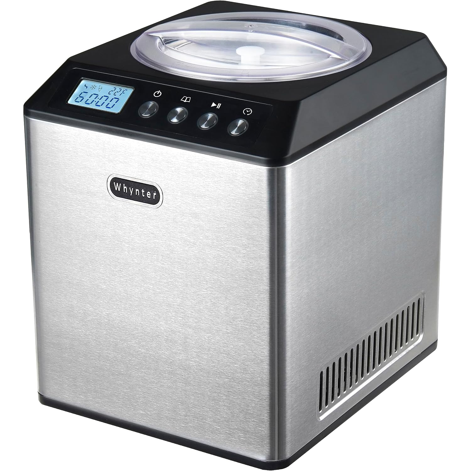 Whynter Ice Cream Maker Machine Automatic 2.1 Qt. Upright With Built-In Compressor, Lcd Digital Display & Timer, No Pre-Freezing, Icm-201Sb, Stainless Steel
