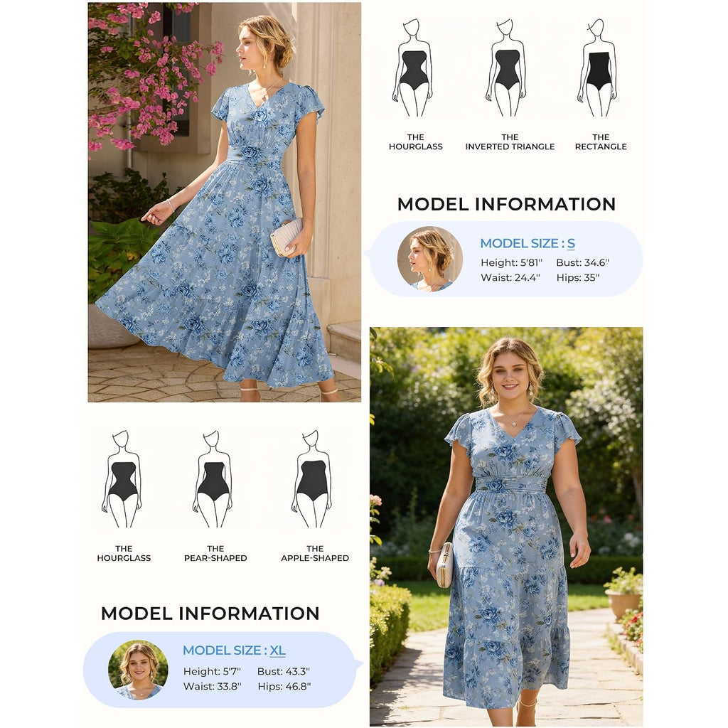 Grace Karin 2026 Women Summer Dress,Maxi Short Sleeve Floral Dresses,Semi Formal Flowy Wedding Guest Dress With Pocket