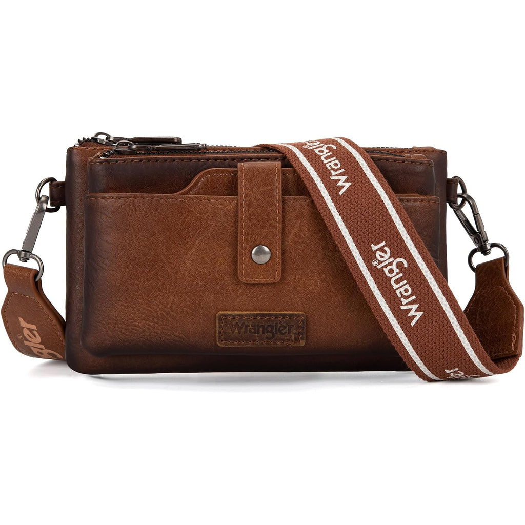 Wrangler Crossbody Wallet Purses Multi-Function Card Holder Purse With Double Zipper