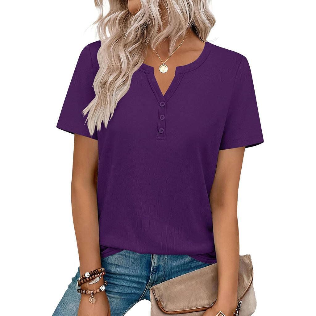 Zeagoo Womens Summer Tops V Neck Short Sleeve Shirts Dressy Casual Blouse Spring Vacation Tshirts Clothes
