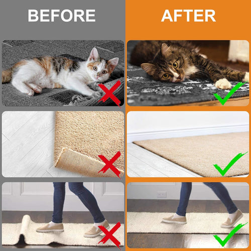 12 Pcs Rug Tape Non Slip – Reusable Washable Rug Grippers For Hardwood Floors, Double Sided Rug Pads To Prevent Sliding & Curling, No Floor Damage, Rental Friendly, White