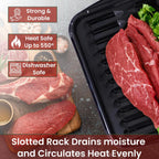 Broiler Pan For Oven Nonstick 16.75” X 13” Porcelain Nonstick Coated - Broiling Pan For Oven Withstands Heat Up To 550° F - Heavy Duty Broil Pans And Rack Circulates Heat And Drains Fat (Black)