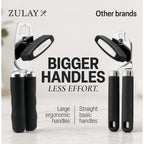 Zulay Kitchen Heavy Duty Stainless Steel Can Opener Manual With Bottle Opener - Rust Proof Manual Can Opener With Turn Knob & Comfy Soft Grip Handles - Black