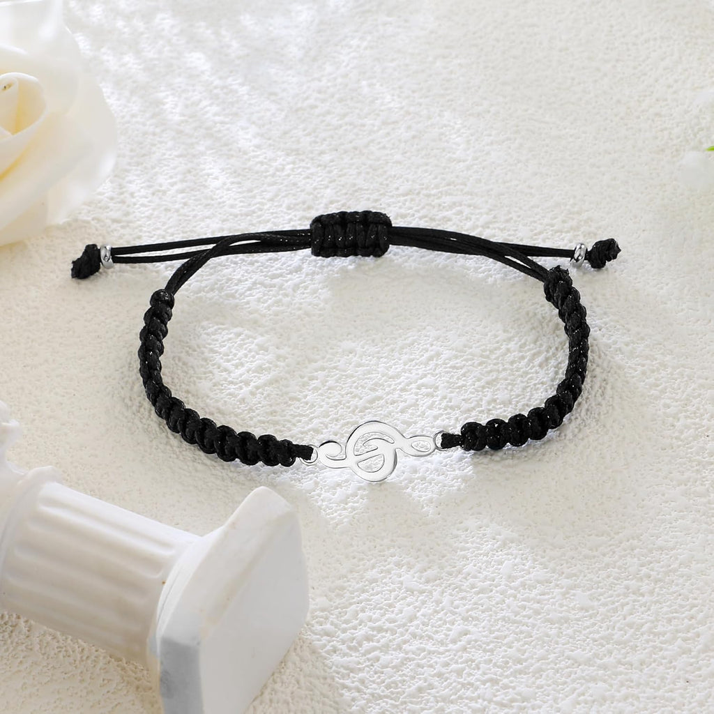 SmileBelle Music Gifts for Women and Men, Guitar Bracelet Teacher Appreciation Gifts Black and White Graduation Bracelets as Marching Band Jewelry for Choir Student Musical Lovers
