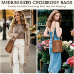 RAINSMORE Women's Medium Leather Crossbody Bag - Lightweight Casual Purse for Weekend Shopping, Everyday Outings, Travel