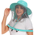 BASSDASH UPF 50+ Mosquito Sun Hat with Hidden Head Net and Neck Flap for Men Women Outdoor Fishing Hiking Camping Turquoise