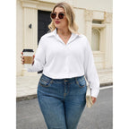 Siliteelon Plus Size Button Down Shirts For Women Dress Shirt Stretch Long Sleeve Collared Shirt Wrinkle Free Work Blouse Top