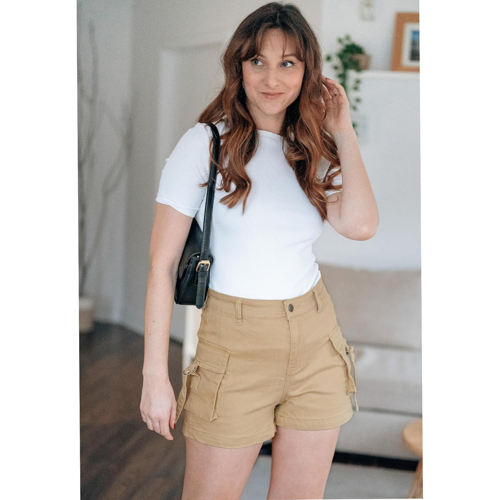 Cargo Shorts for Women Trendy High Wasited Casual Summer Stretchy Utility Cut Off Shorts with Pockets