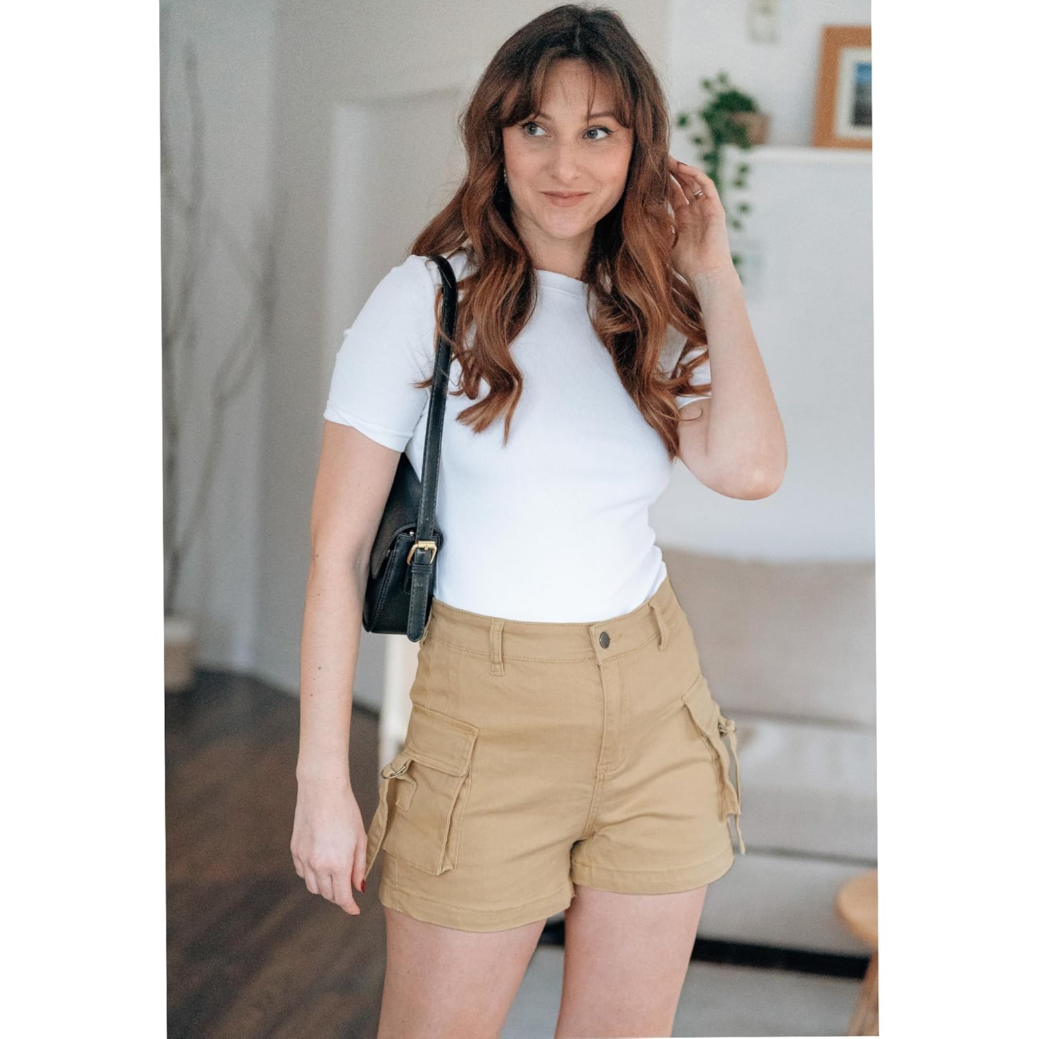 Cargo Shorts for Women Trendy High Wasited Casual Summer Stretchy Utility Cut Off Shorts with Pockets