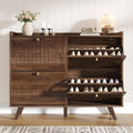 Decofy 47.2” Shoe Cabinet With 4 Flip-Down Drawers, Three Adjustable Levels, Freestanding Wooden Shoe Rack, Suitable For Entryway, Hallway, And Living Room (Walnut)