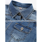 Women'S Summer Short Sleeve Crop Denim Trucker Jacket Jean Coat Tops