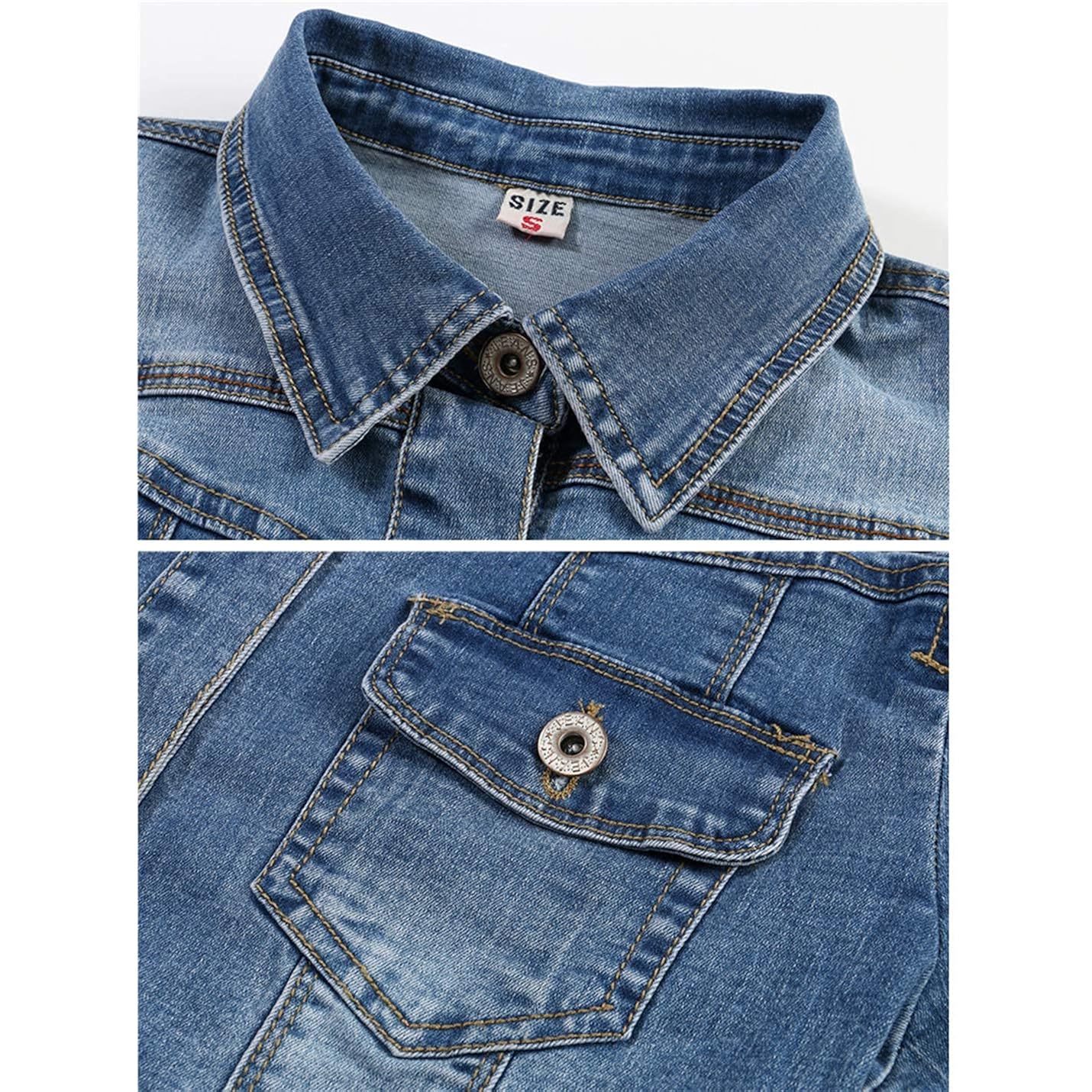 Women'S Summer Short Sleeve Crop Denim Trucker Jacket Jean Coat Tops