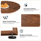 Dumos Extendable Round Dining Table For 4-8, Kitchen Table Storage Shelf | Extendable Oval Wood Pedestal Base, Space Saving Modern Style For 4-8, Brown