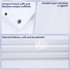 Gollnwe Men'S Dress Shirt French Cuff Shirt For Men Slim Fit Stretch Spread Collar With Metal Cufflink
