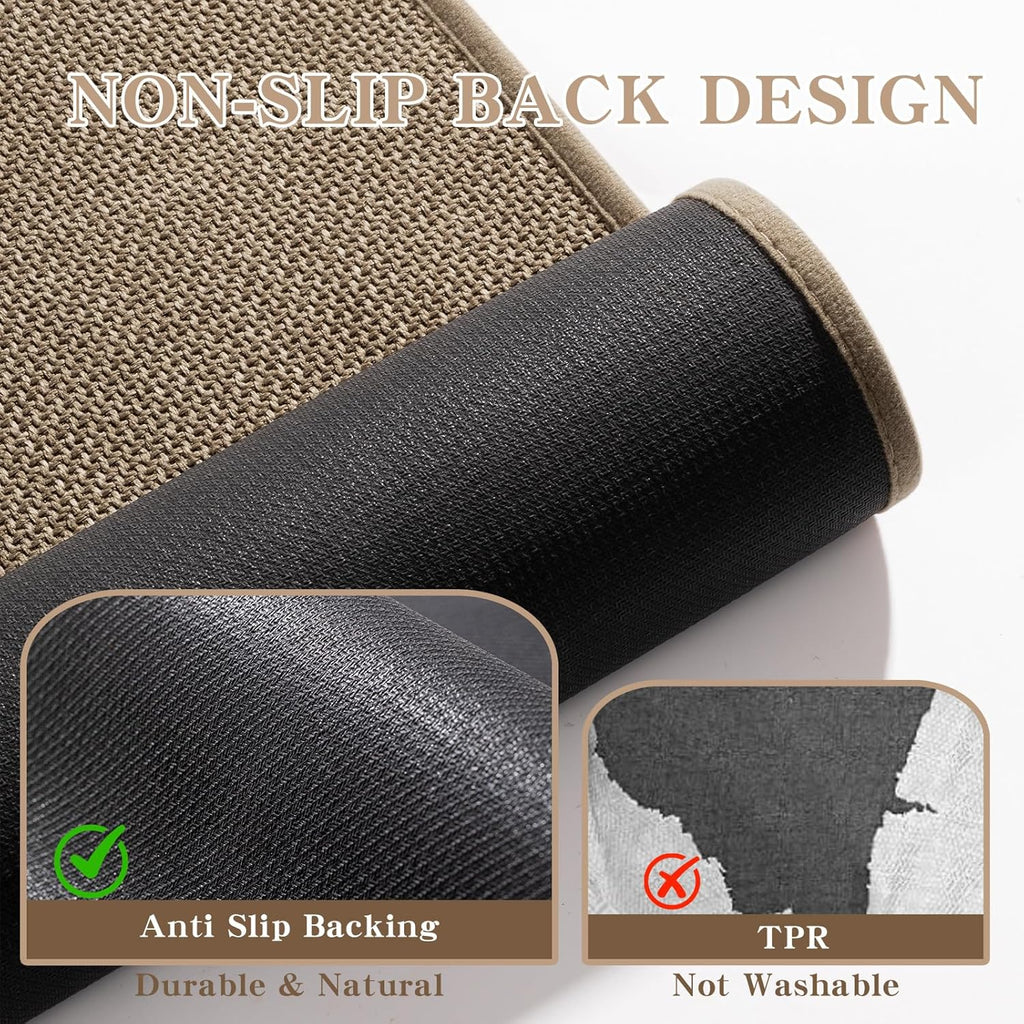 chakme Bathroom Rugs Mat 24x17, Ultra Thin Non Slip Bath Mat Small Quick Dry Absorbent Bath Mat for Bathroom Floor, (Dark Beige, 24"x17")