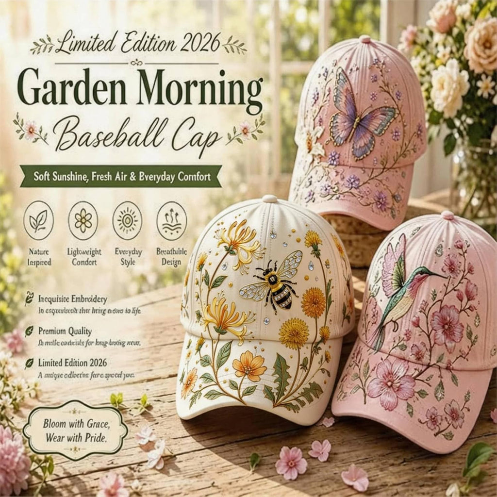 Garden Morning Cap For Women 2026 Limited Edition, Adjustable Baseball Cap With Honeybee Wildflower Botanical