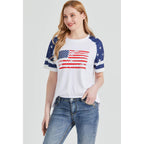 Patriotic Shirts for Women 4th of July T Shirts American Flag Graphic Tees Tops Raglan Short Sleeve Fourth of July Outfits