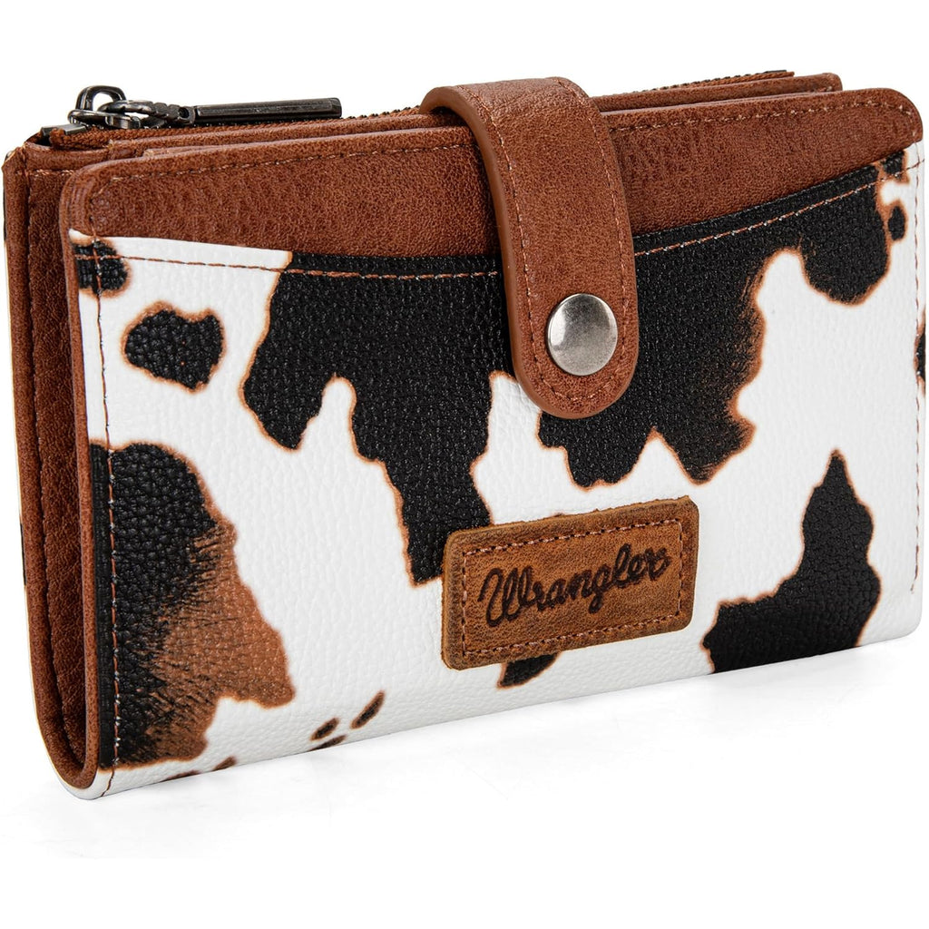 Wrangler Wallet for Women Bifold Card Holder with Zipper and ID Window