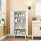 Metal Pantry Cabinet, Kitchen Pantry Storage Cabinets With 2 Door And 3 Adjustable Shelves, White Kitchen Pantry Cabinet, Freestanding Cupboard For Dining Room Living Room Bathroom